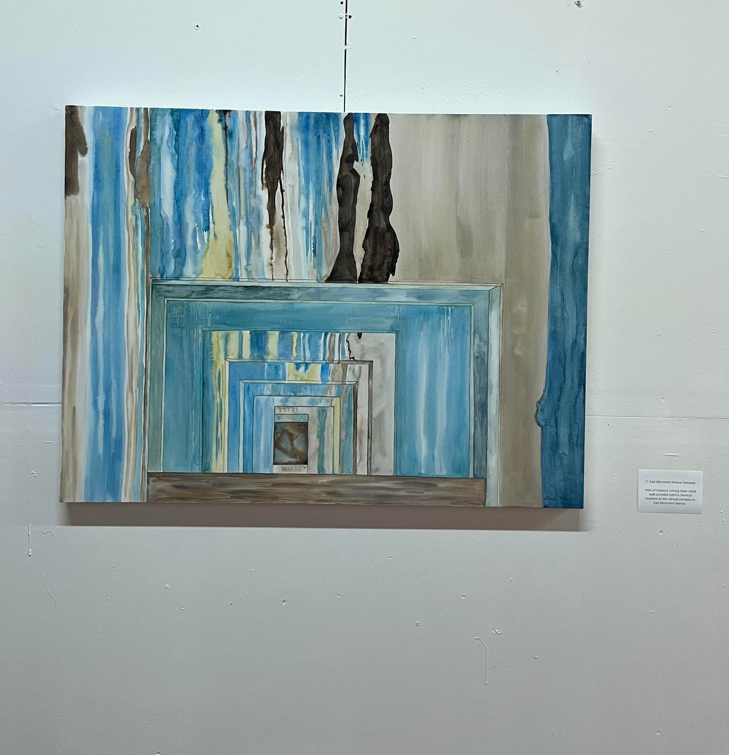 East Monument Avenue Overpass- 4' x 3' x 1.5" - Original Watercolor Painting on Gallery Wrapped Watercolor Canvas