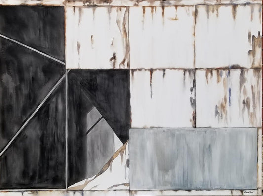 Hanging On In Webster Station - 3' x 4' x1.5" - Original Watercolor Painting on Gallery Wrapped Watercolor Canvas