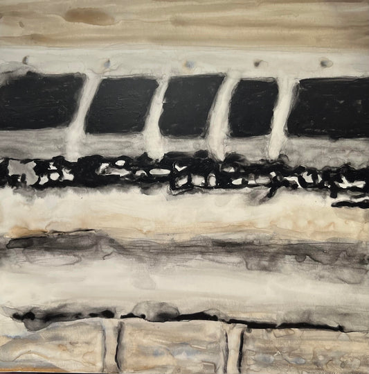 In Between the Spaces 2 - 6" x 6" x 1.5" - Watercolor on Clayboard Cradled Panel