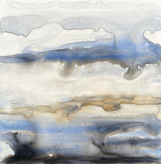Stormy or Stony? - 6" x 6" x 1.5" - Watercolor on Clayboard Cradled Panel