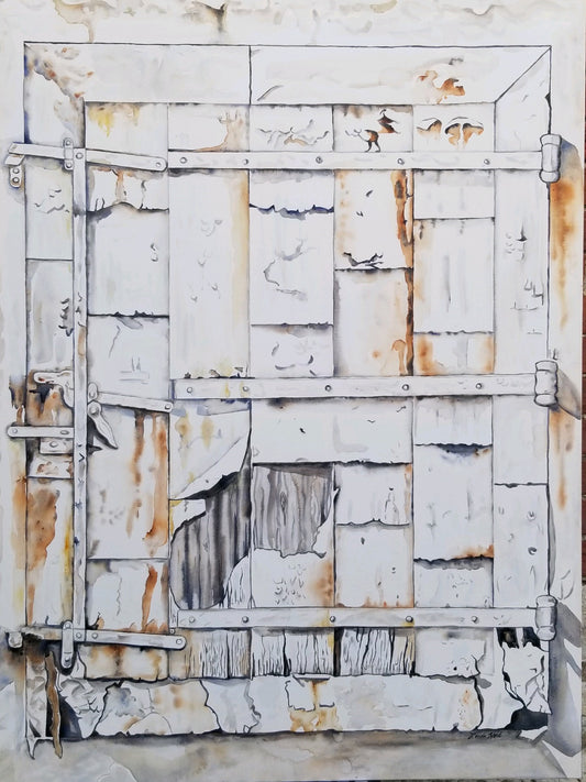 The Door -  4' x 3' x1.5" - Original Watercolor Painting on Gallery Wrapped Watercolor Canvas