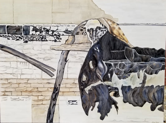 Warehouse Ethereal Resident - 3' x 4' x 1.5" - Original Watercolor Painting on Gallery Wrapped Watercolor Canvas