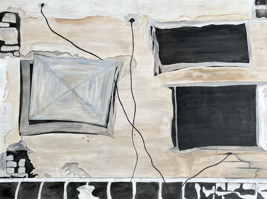 Where Hot and Cold No Longer Flow -- 4' x 3'x 1.5" - Original Watercolor Painting on Gallery Wrapped Watercolor Canvas