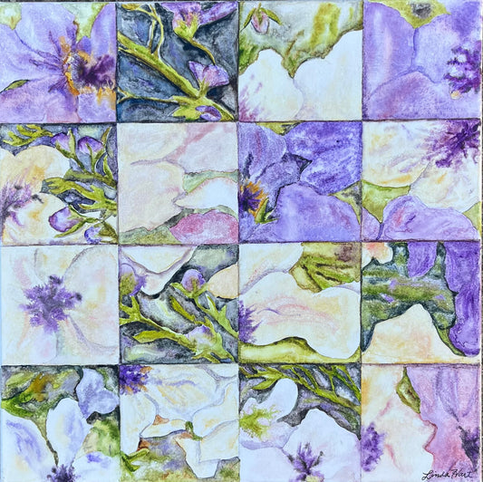 Floral Fragments Verbascum Original Watercolor -12" x 12" x 1.5" Painting- Verbascum Floral Painting