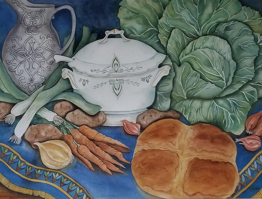 Irish Feast - 22" x 30" - Original Watercolor Painting on Arches Watercolor Paper, Unframed