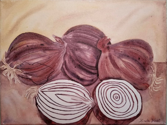 Onions - 9" x 12" x 7/8" - Original Watercolor on Canvas