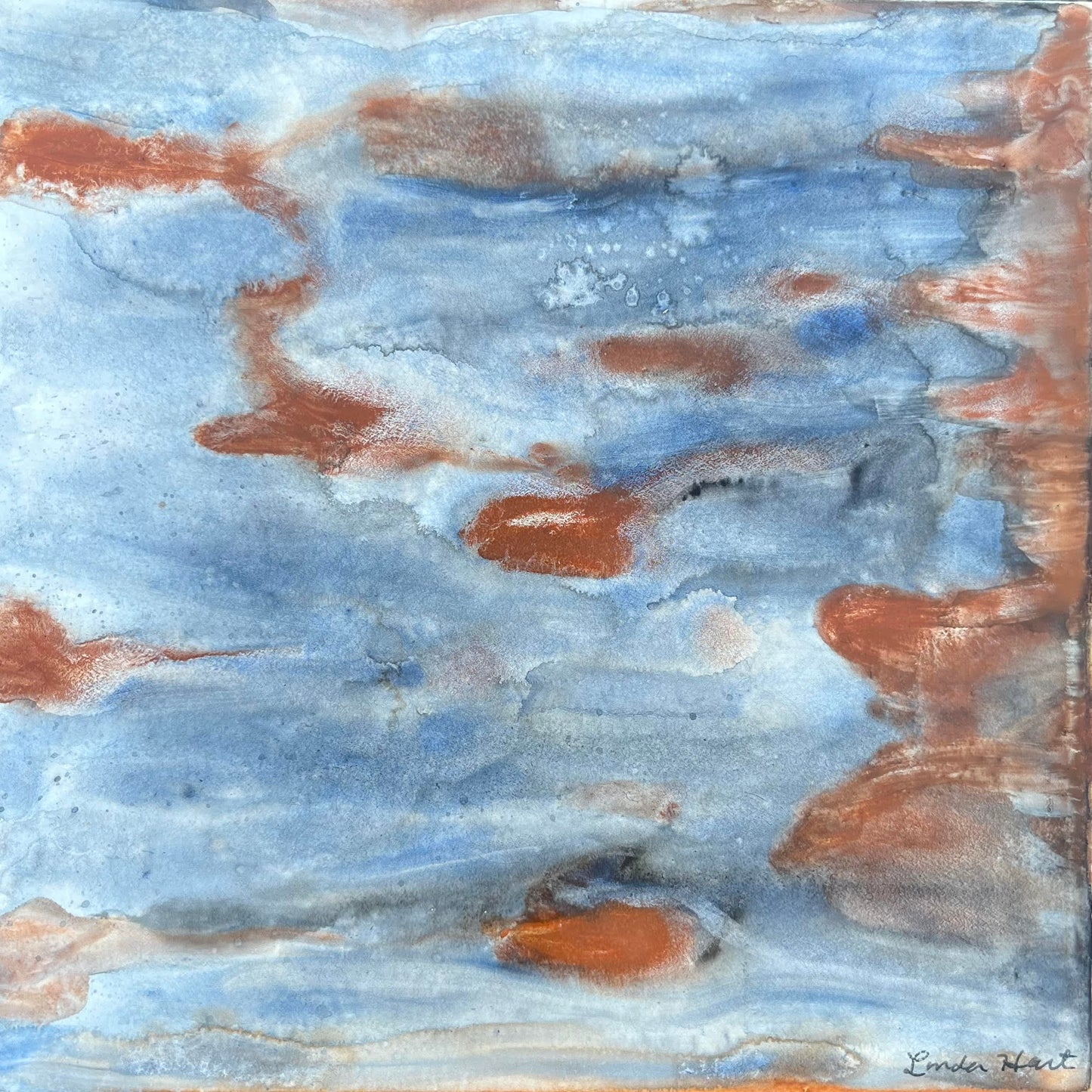 Rust Reflections -6" x 6" x 1.5" - Original Watercolor on Clayboard