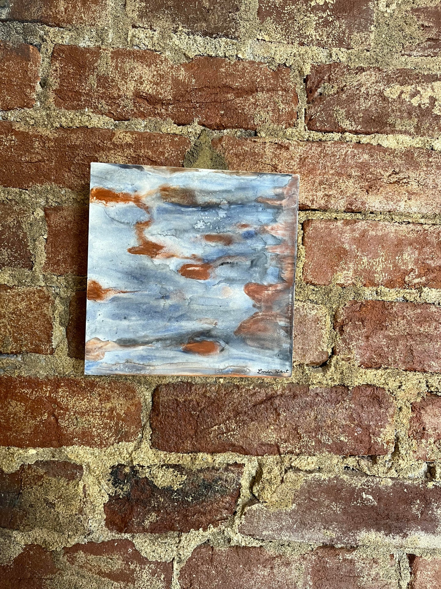 Rust Reflections -6" x 6" x 1.5" - Original Watercolor on Clayboard