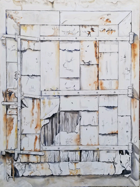The Door -  3' x 4' x 1.5" - Original Watercolor Painting on Gallery Wrapped Watercolor Canvas